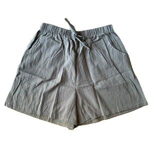 NWOT Women Solid High Waist Linen Blend Shorts Pants Beach Shorts (Size L)